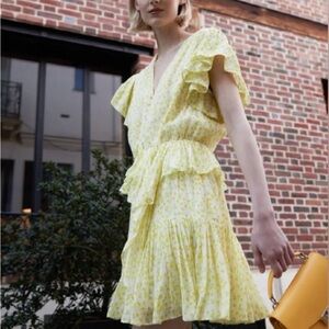 The Kooples Yellow Floral Mini Dress